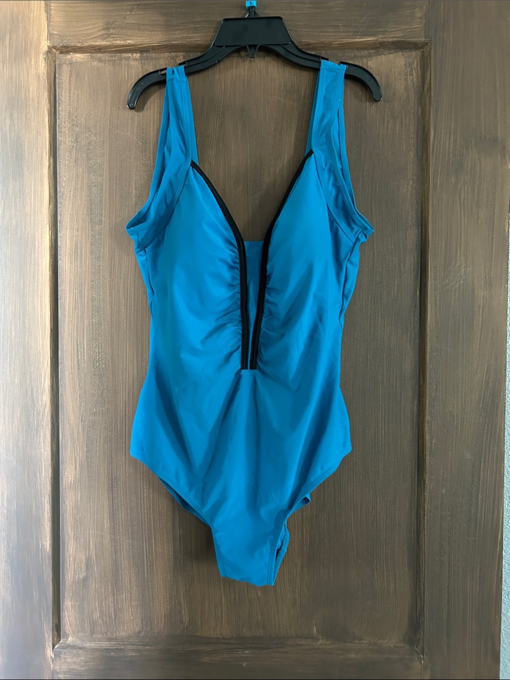 Teal Women's One-Piece Swimsuit with Front Zip Detail